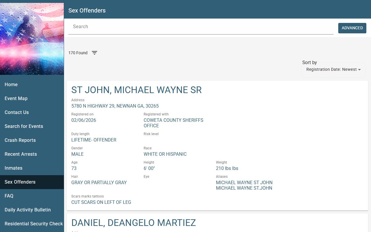 Coweta County sex offenders source image for COWETA County - P2C Sex Offender Search